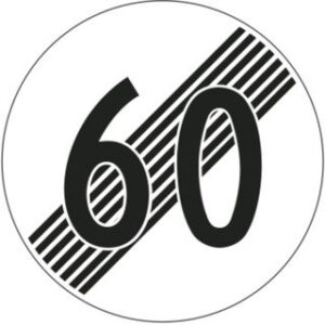 Signal 2.53 Ende der Höchstgeschwindigkeit 60 Km/h Grösse mm: ø 600 x 2, Reflexionsklasse: R2