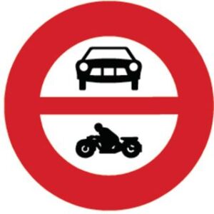 Signal 2.13 Verbot für Motorwagen und Motorräder