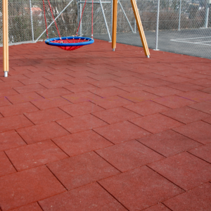 Fallschutzplatten EUROFLEX 40 mm, 500 x 500 mm, rot Gummigranulat verdichtet