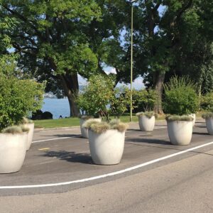 Pflanztrog Pot grau glatt