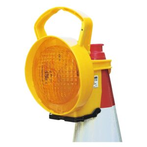 Baustellenlampe Taperlamp Typ 626-C LED 1-seitig gelb Führungslichtleute mit integriertem Leitkegelhalter
